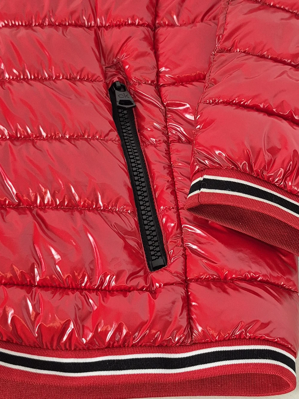 Calvin Klein Men's Hooded Red Super Shine Puffer Jacket - Size XL